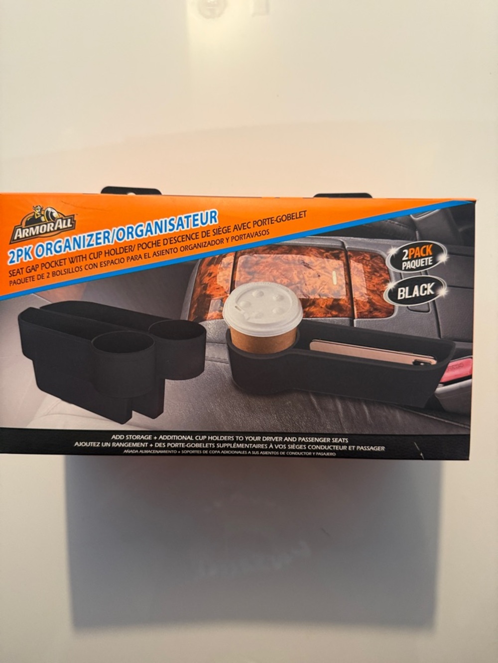 Black 2-Pack Seat Gap Organizer with Cup Holders